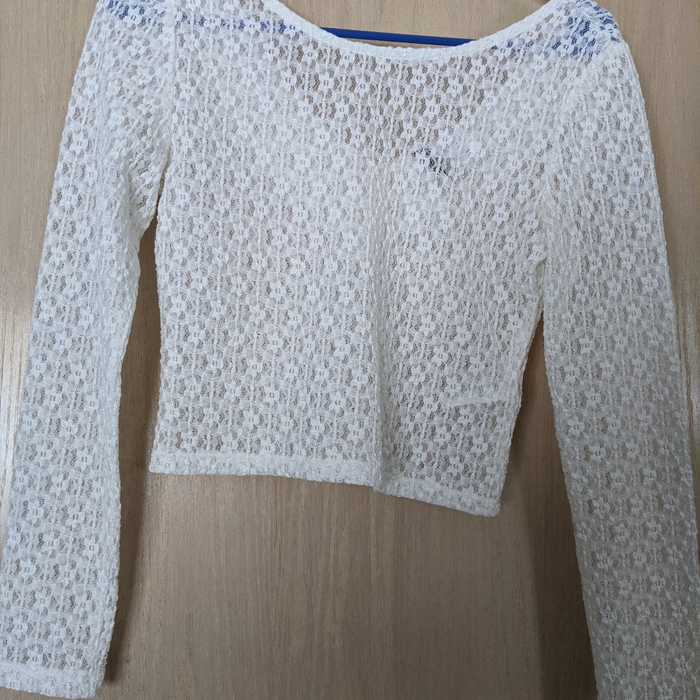 H&M white flower lace top